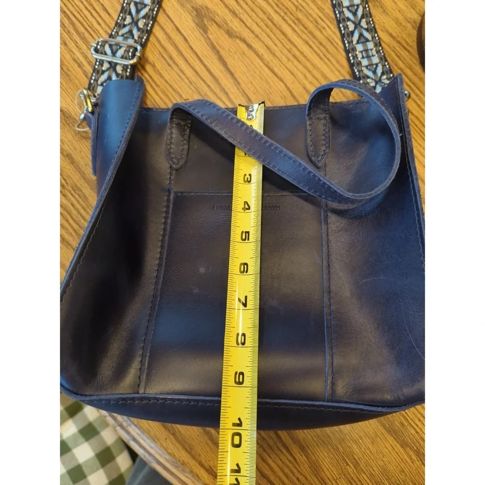 Portland Leather Goods Blue Satchel Bag Top Handle Crossbody‎ Adjustable Strap
